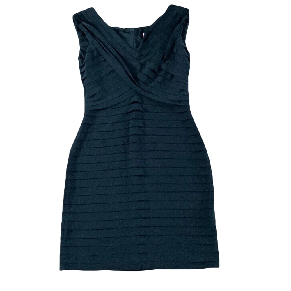 Eliza J Sheath Dress Womens Size 8 Black Tiered Bandage V-Neck Sleeveless